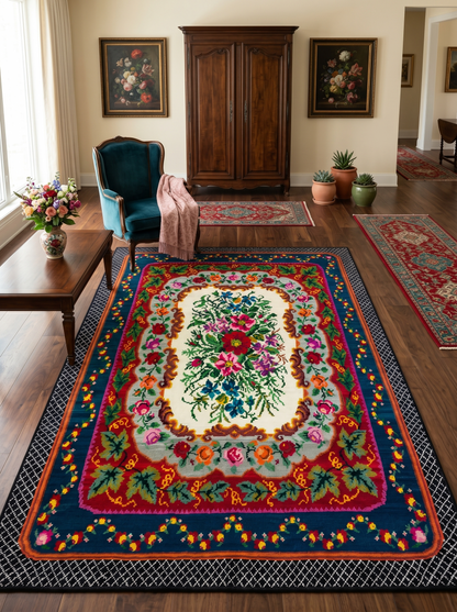 yıkanabilir kaymaz taban şönil dokuma halı 200x250 (5 m²) kirmizi; lacivert; renkli