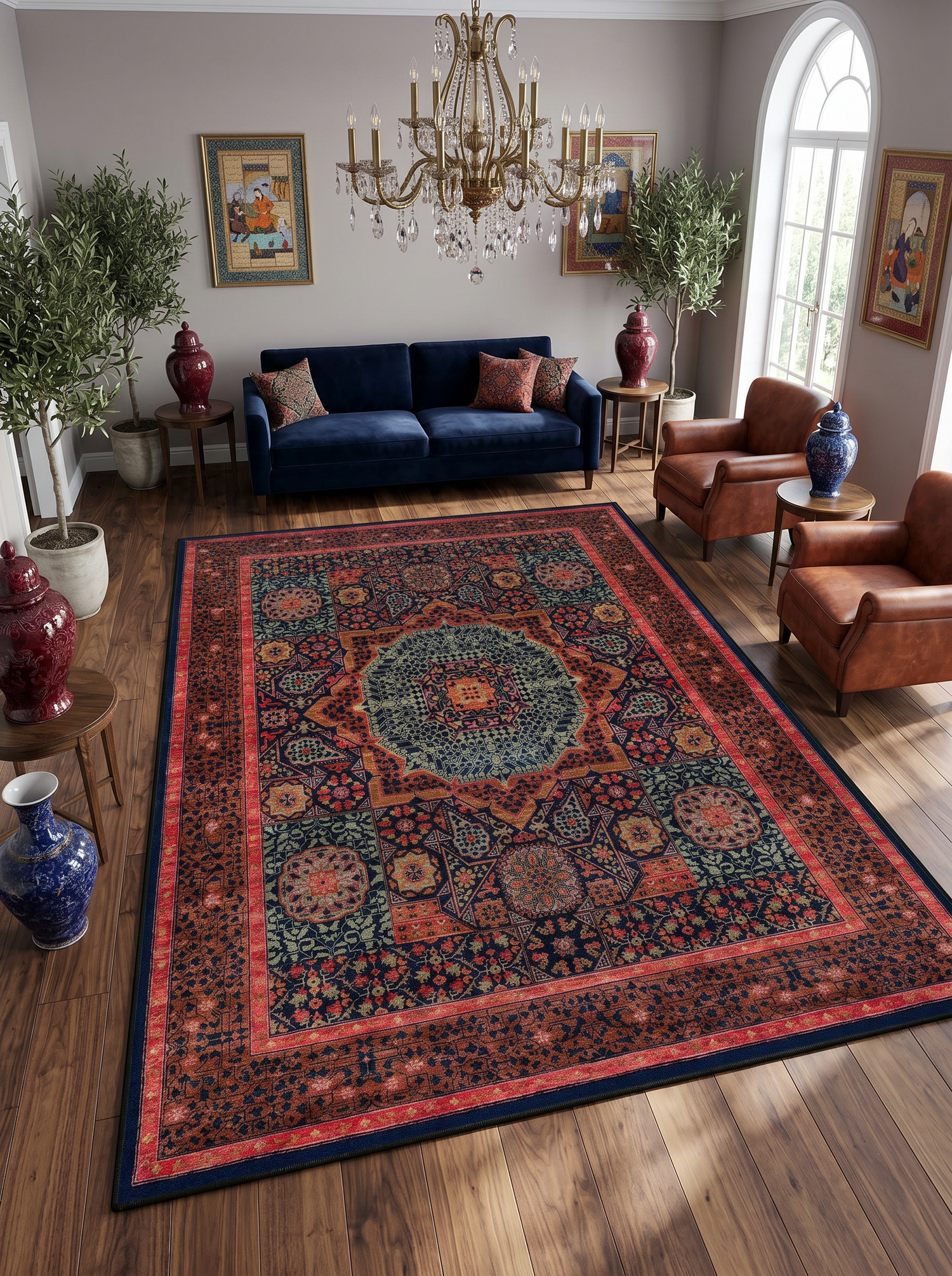ARTE VN066 Klasik Desenli Figürlü Renkli Dekoratif Salon Mutfak Koridor Halısı