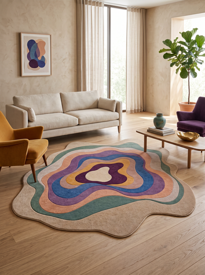 Arte AST058 Asimetrik Kesimli Modern Renkli Şönil Halı