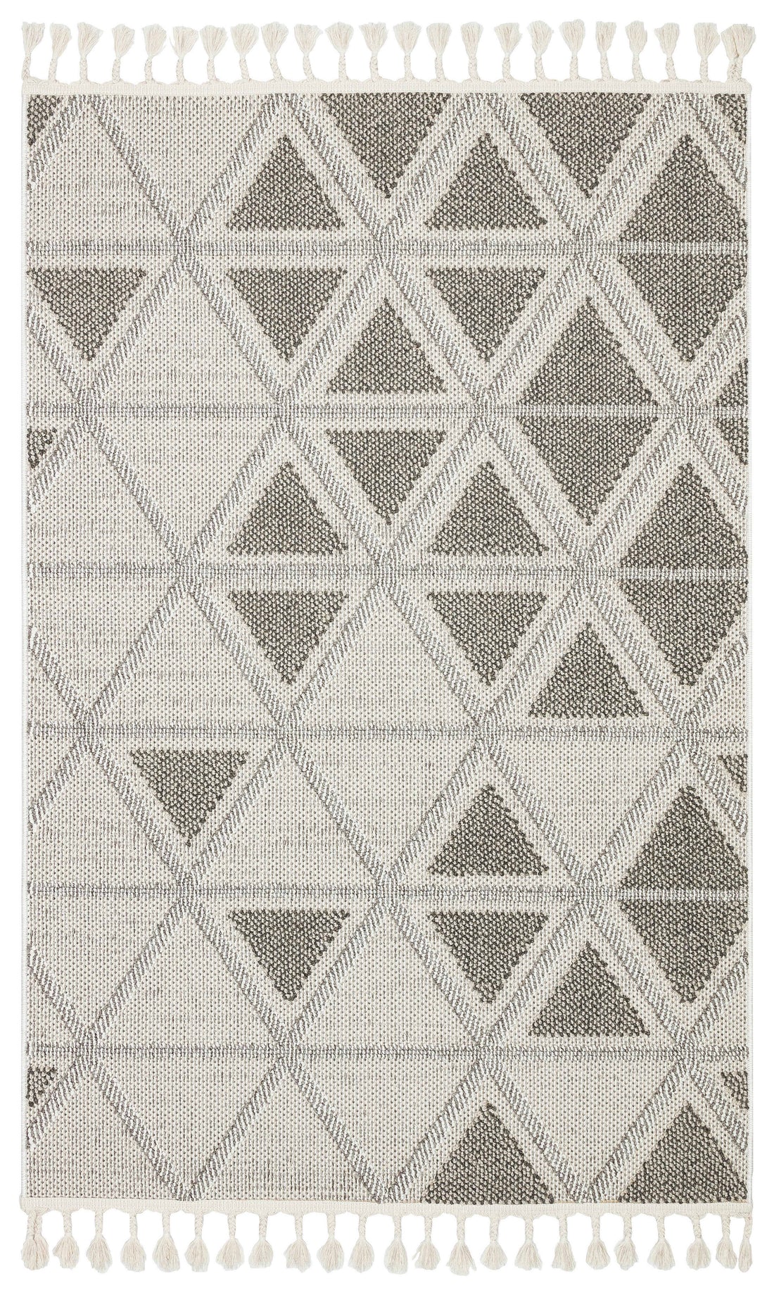 OSLO 5003-T GRİ/KREM Yumuşak Bukle (Loop)  Geometrik Desenli Salon HalısI