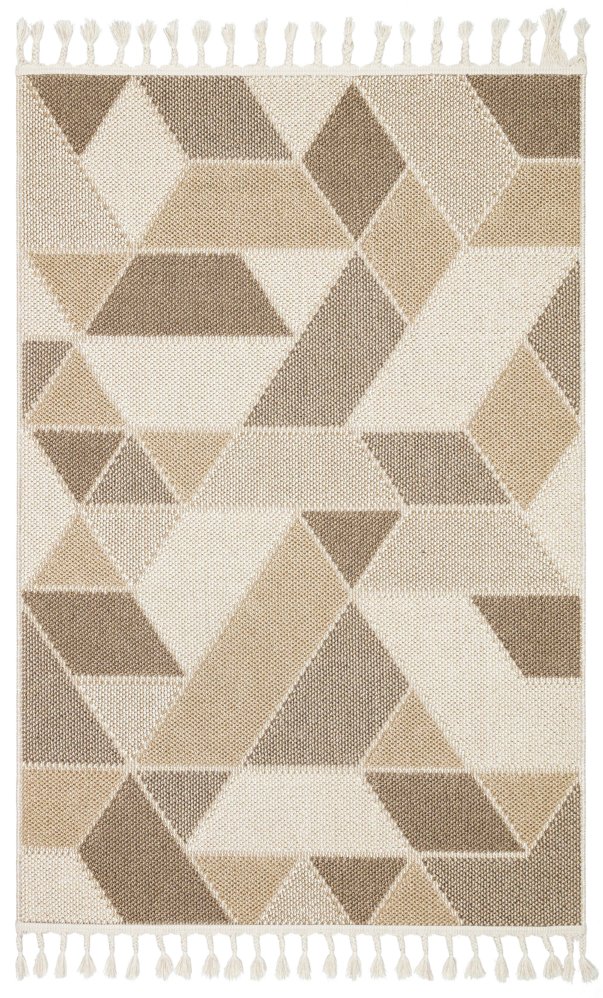 OSLO 5004-T KAHVE Yumuşak Bukle (Loop) Dokuma Geometrik Desenli Salon Mutfak Koridor Halısı