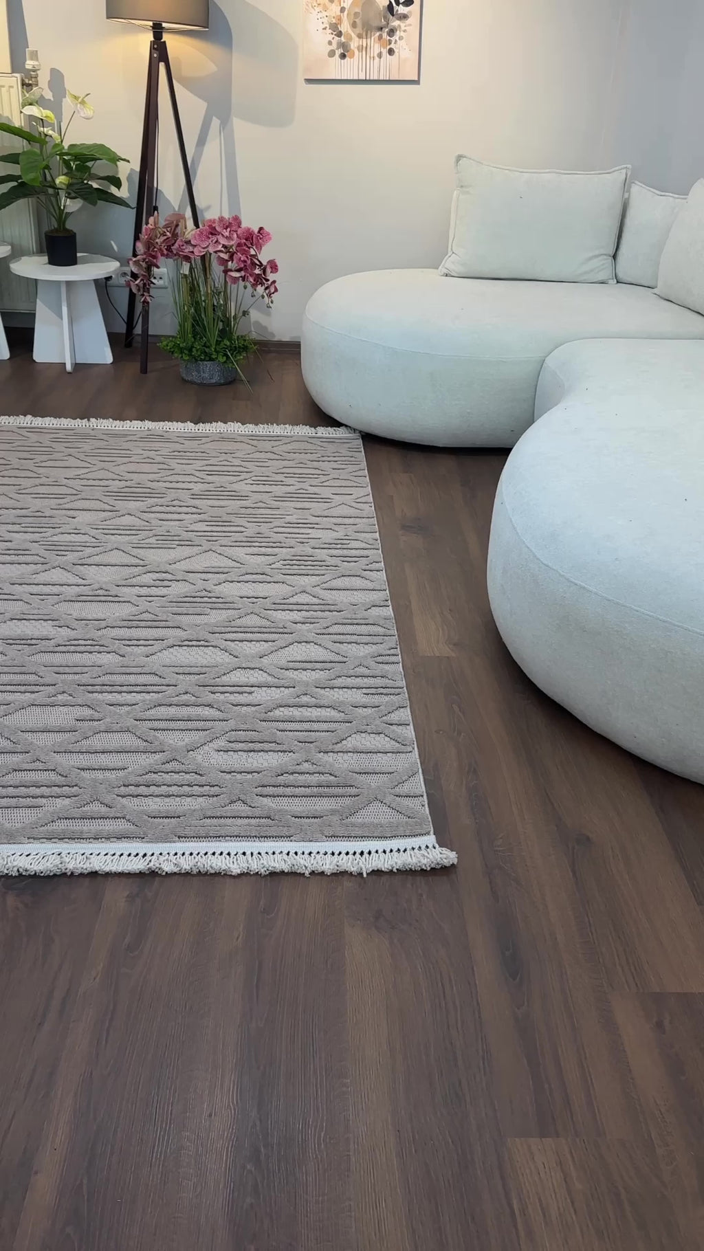 MİLAS C9-VİZON Kabartmalı Modern Geometrik Desenli Salon Koridor Mutfak Halısı