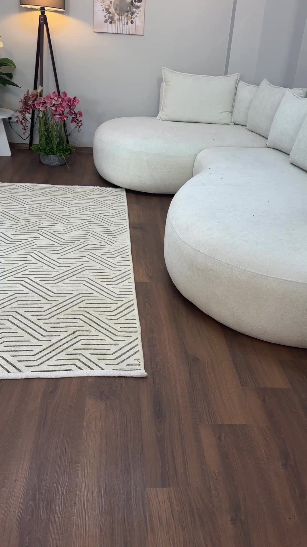 ŞÖNİL PERLA Kaymaz Taban Salon Şönil Kilim Dokuma Halı-KREM