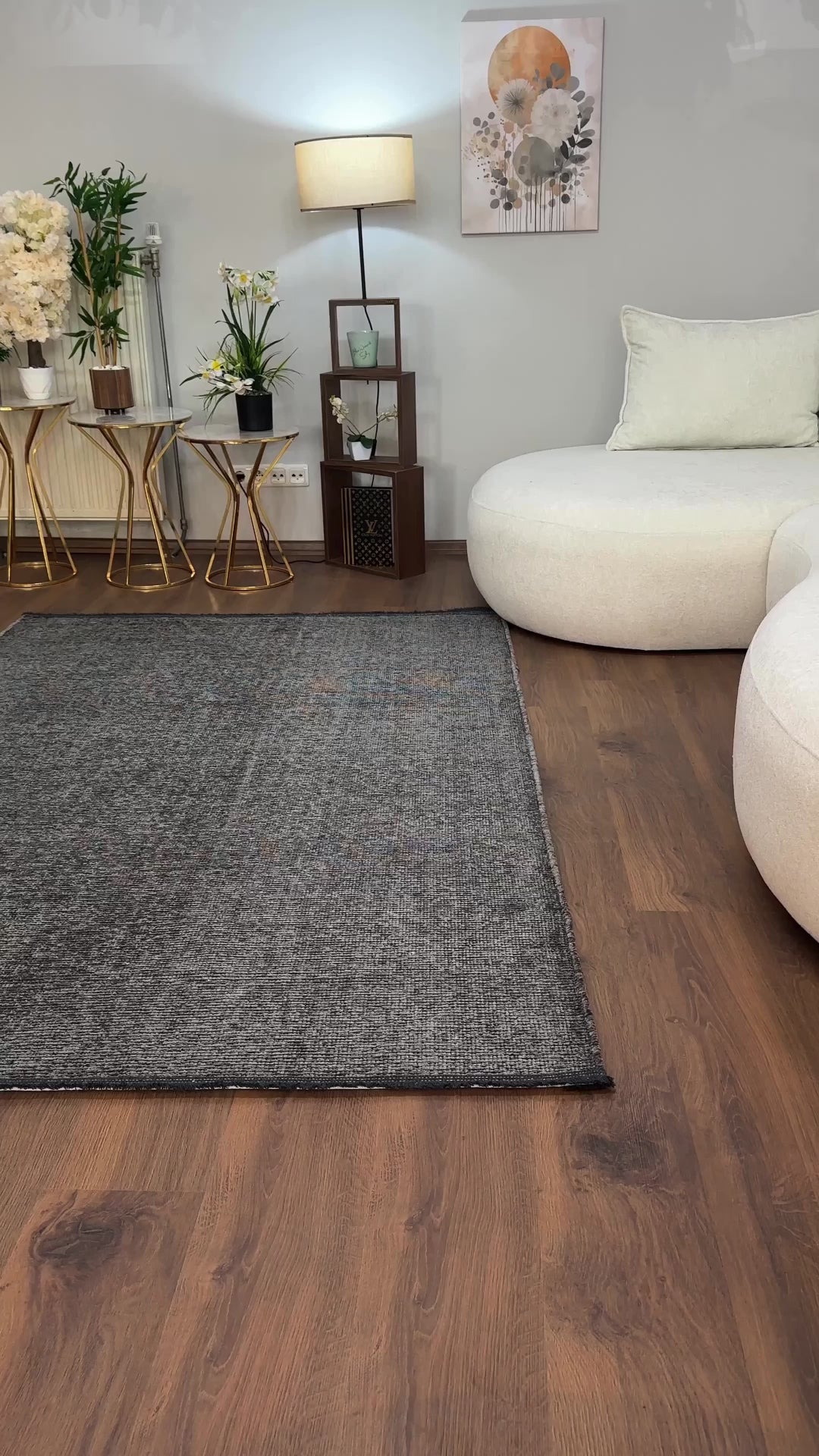 ŞÖNİL SUDE-ANTRASİT Makinede Yıkanabilir Modern Sade Desenli Salon Koridor Mutfak Şönil Dokuma Halı