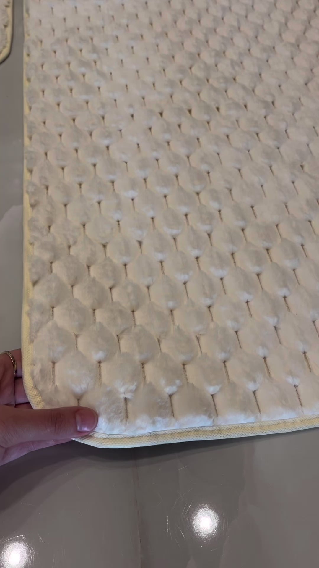 KREM - Yıkanabilir Kaymaz Taban 60x100 50x60 2'li Banyo Paspas ve Klozet Takımı