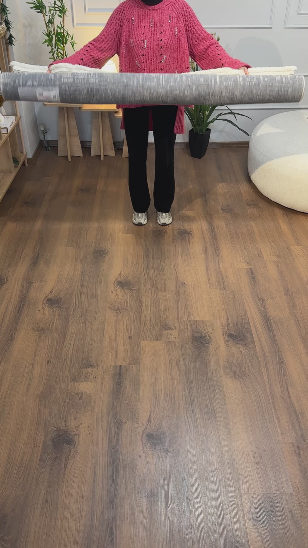 ŞÖNİL FİGÜR - KREM Makinde Yıkanabilir İskandinav Desenli Salon Koridor Mutfak Şönil Dokuma Halı