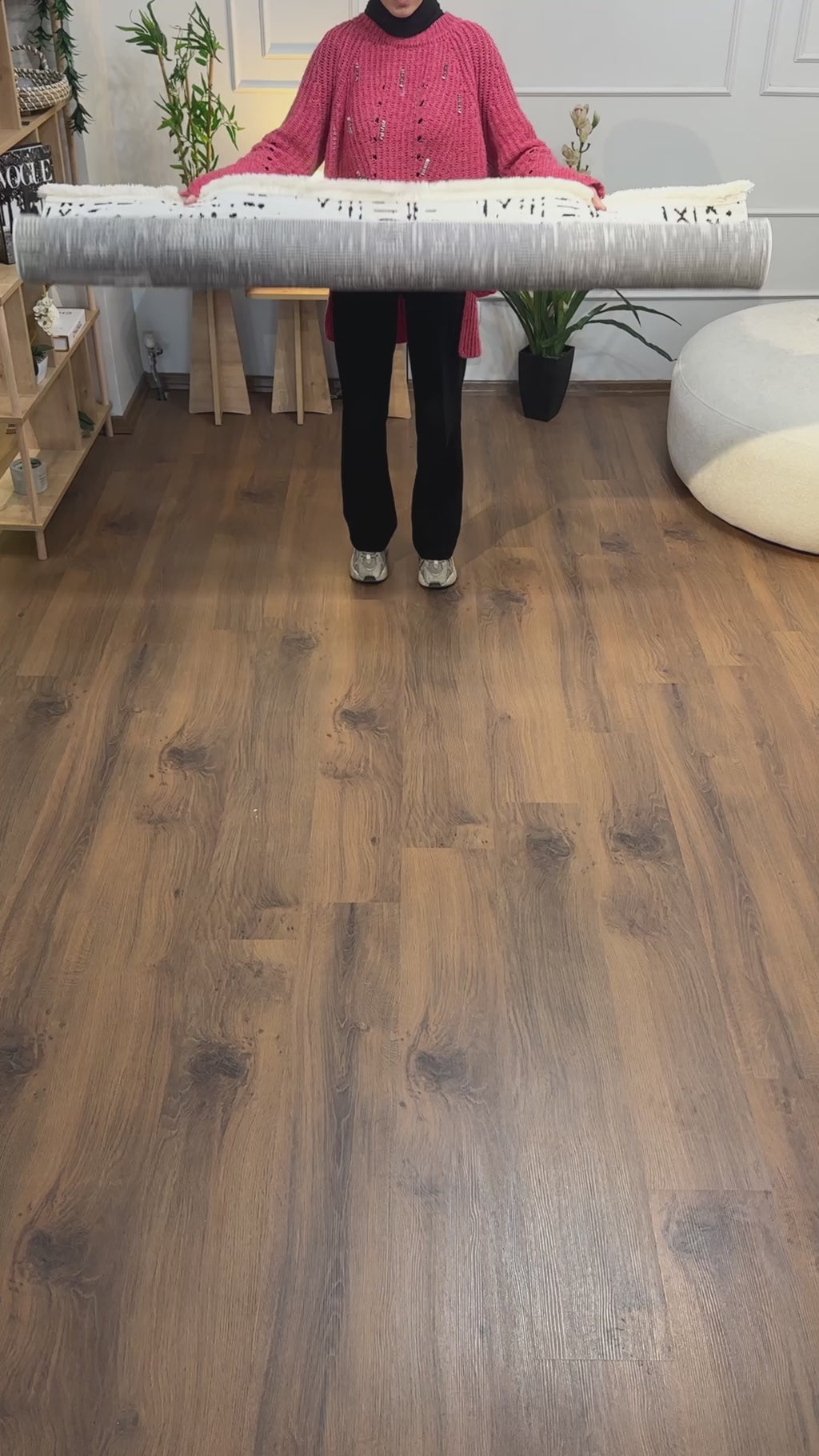 ŞÖNİL FİGÜR - BEYAZ Makinde Yıkanabilir İskandinav Desenli Salon Koridor Mutfak Şönil Dokuma Halı