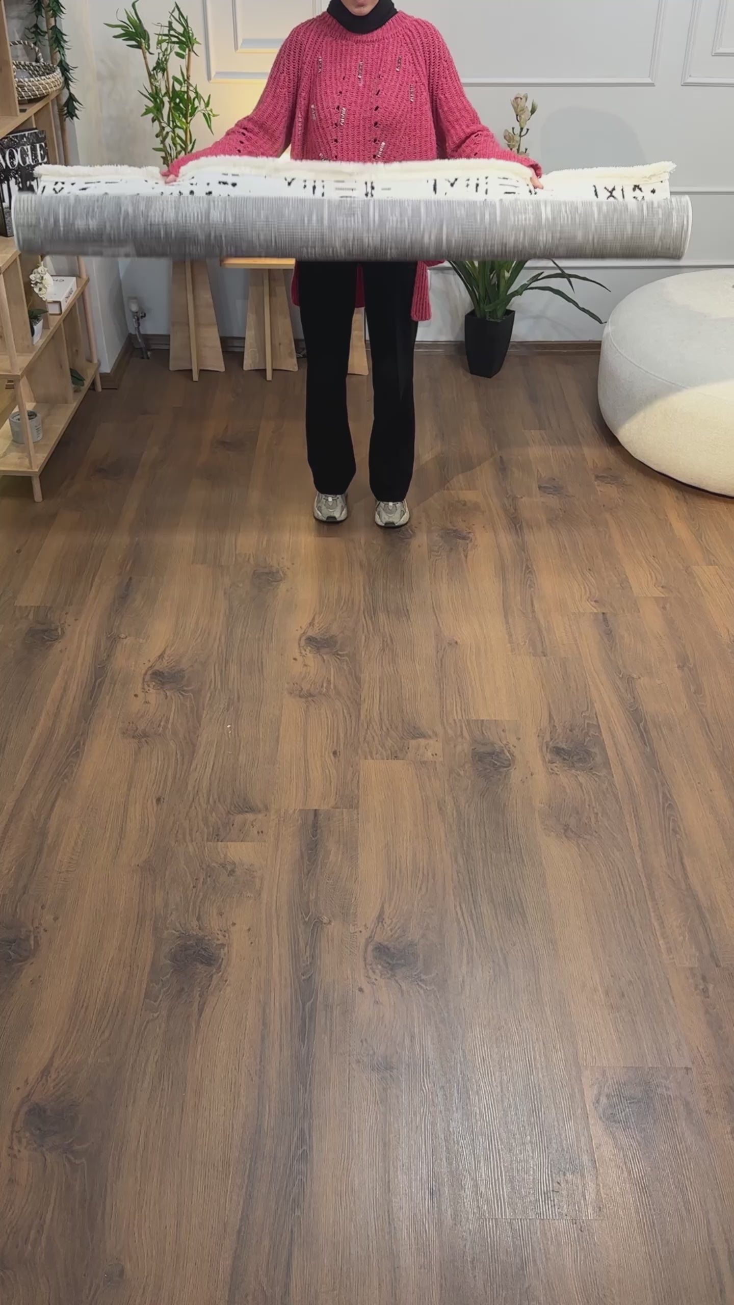 ŞÖNİL FİGÜR - BEYAZ Makinde Yıkanabilir İskandinav Desenli Salon Koridor Mutfak Şönil Dokuma Halı