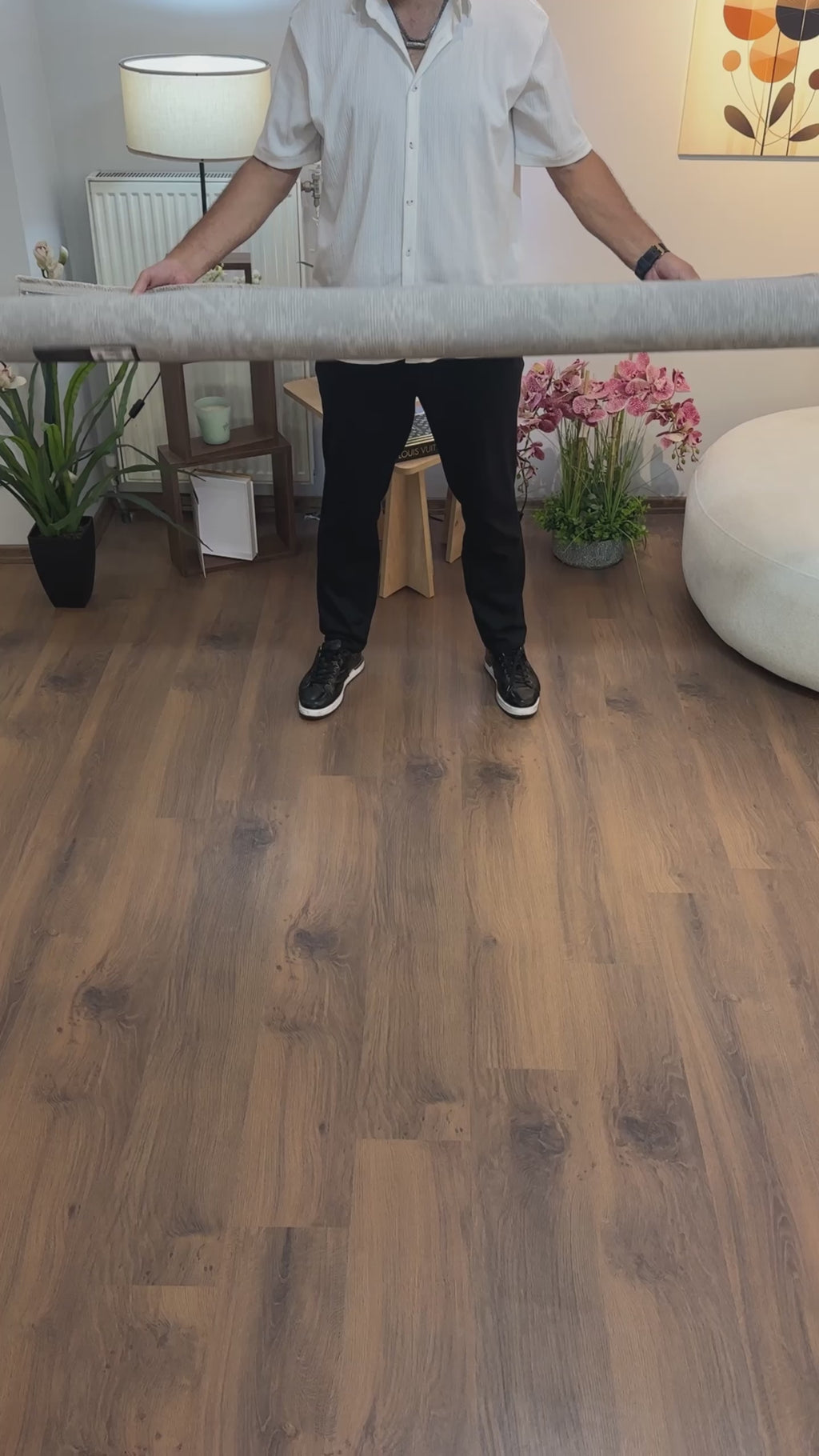 LOTUS C30-GRİ Sentetik Bambu Parlak Saten Salon Koridor Mutfak Halısı-004