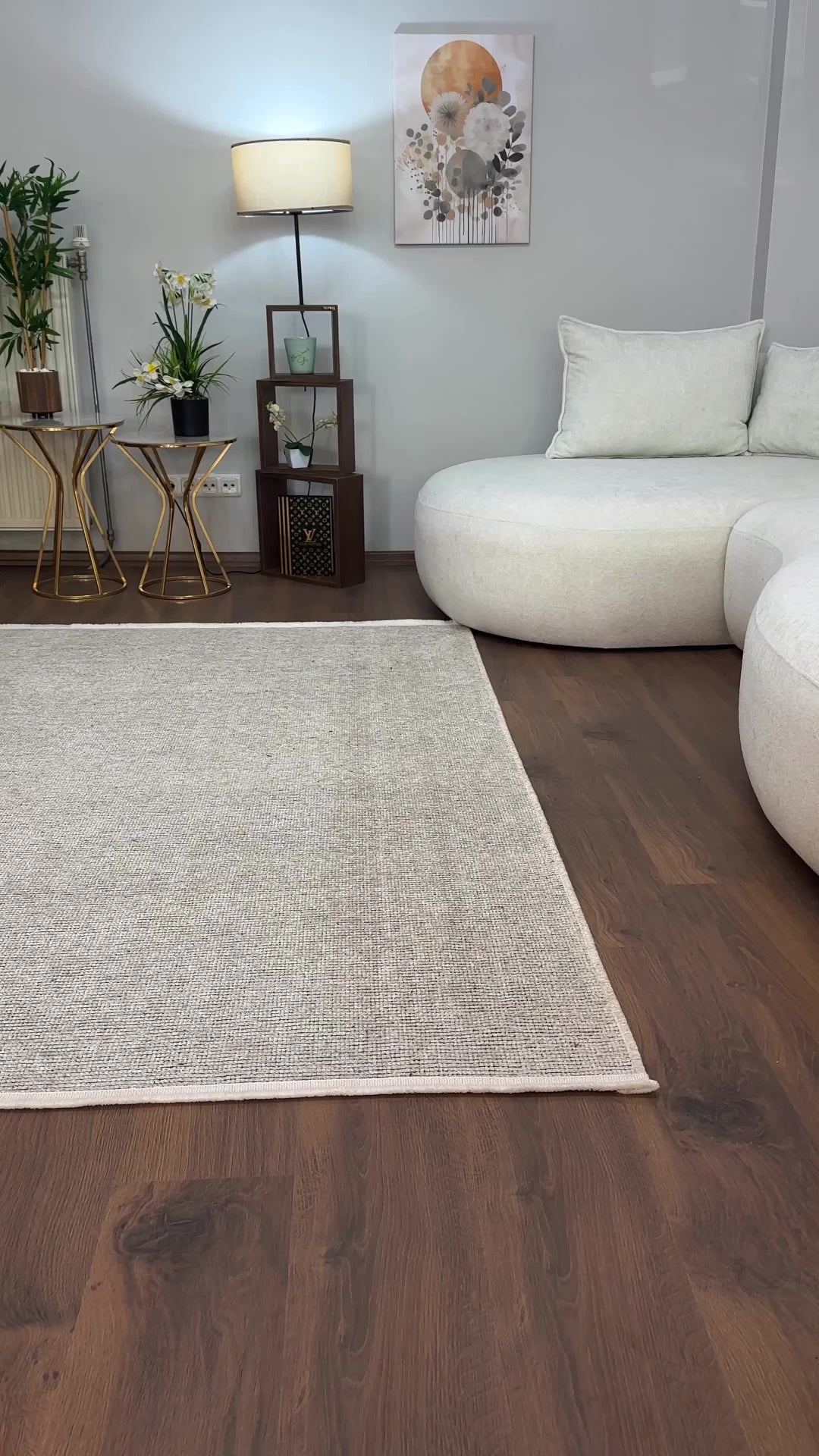 ŞÖNİL SUDE-KREM Makinede Yıkanabilir Modern Sade Desenli Salon Koridor Mutfak Şönil Dokuma Halı