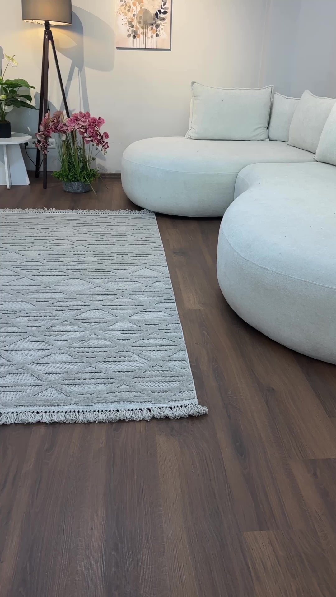 MİLAS C7-GRİ Kabartmalı Modern Geometrik Desenli Salon Koridor Mutfak Halısı